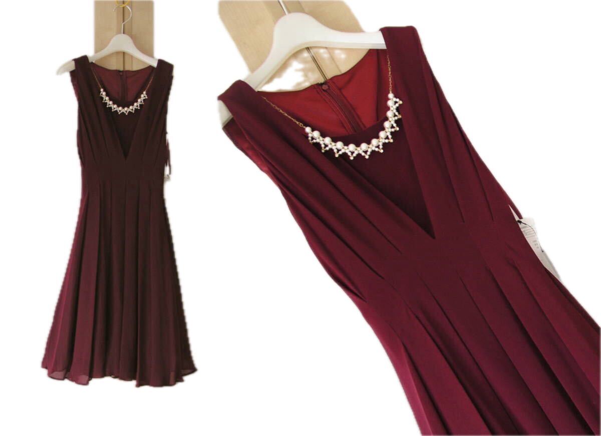結婚式・お呼ばれ◆美シルエットドレス*size2/9号/M*ボルドー¥19,440のお品拍卖