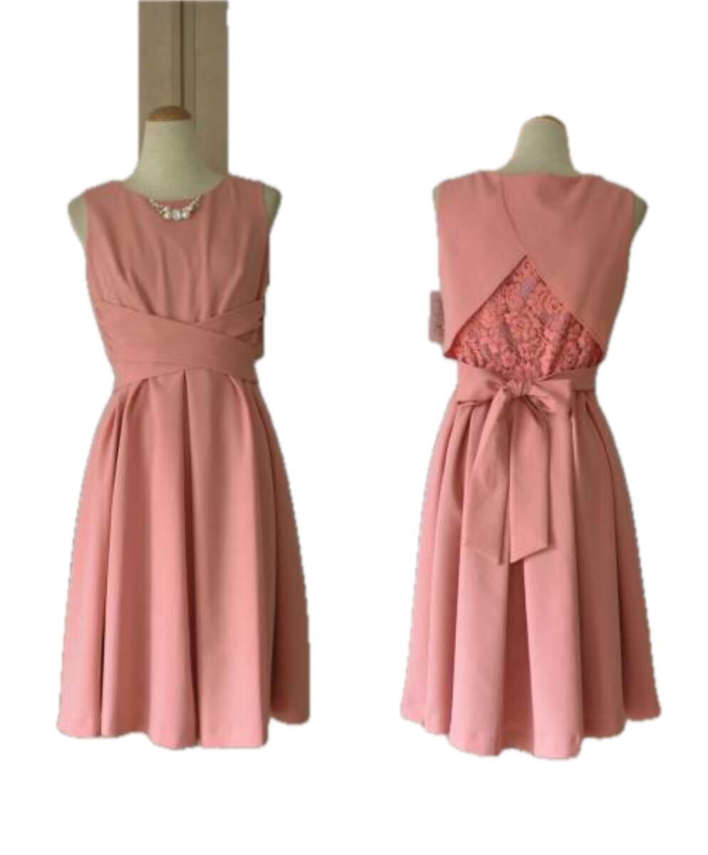 結婚式*お呼ばれ◆ネックレス付*美シルエット*フェミニンドレス*38/9号*綺麗拍卖