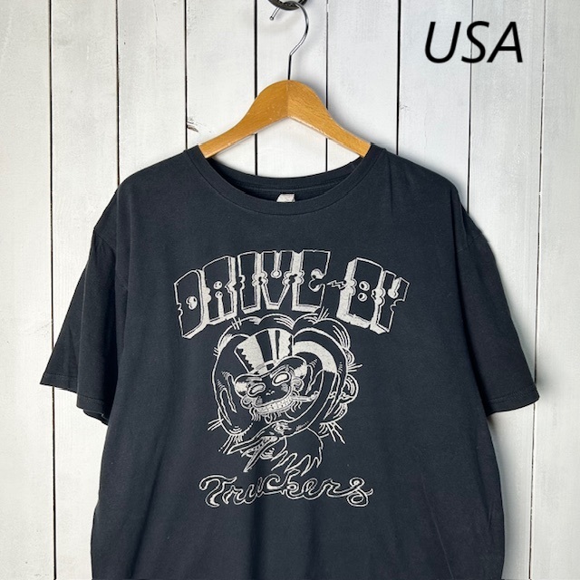 T●172 USA古着 抜染プリントTシャツ 黒 Anvil XL程度 アメリカ古着 オールド ヴィンテージ拍卖
