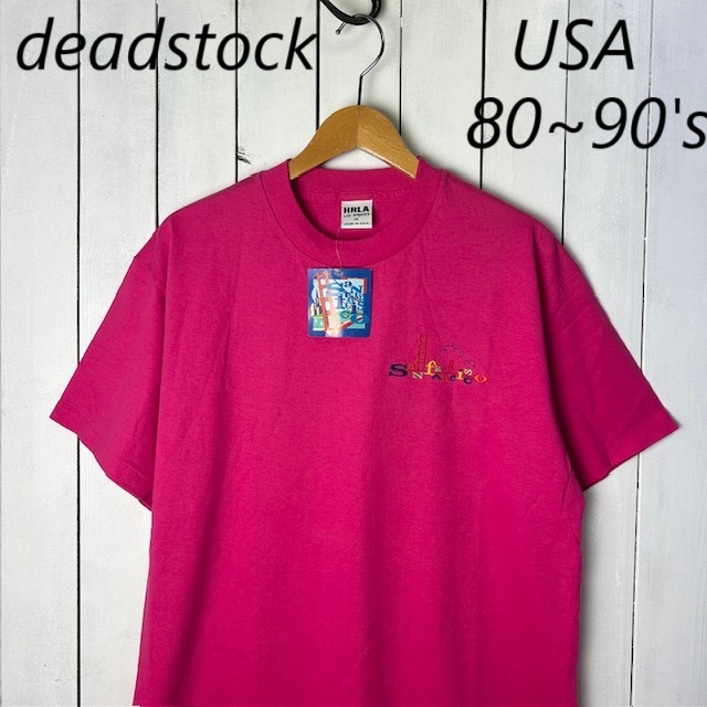 T●262 USA古着 deadstock 80s~90s USA製 SANFRANCISCO スーベニアTシャツ M~L オールド ヴィンテージ サンフランシスコ 刺繍 シングル拍卖