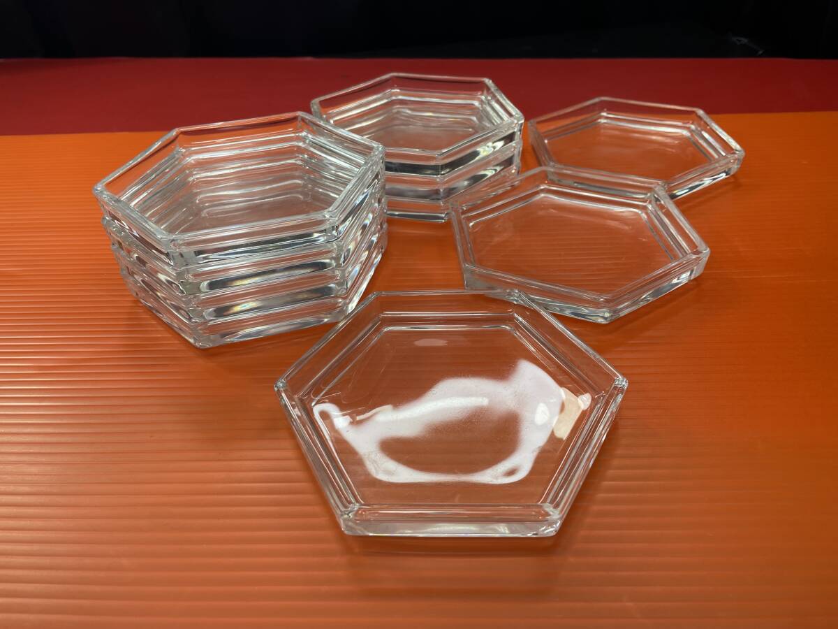 カウンター割烹料理屋から 引き上げ 佐々木東洋ガラス 六角皿 水菓子 10枚セット NO1拍卖
