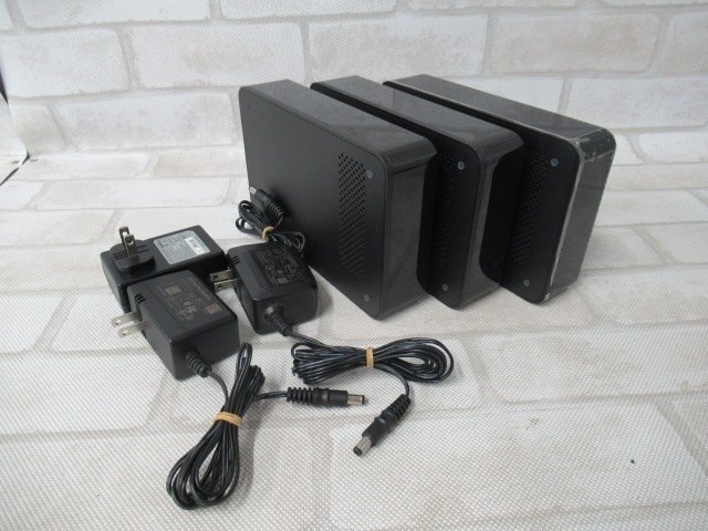 Ω 新LN 0086k 保証有 BUFFALO【 HD-LC1.0U3-BKE + HD-LC1.0U3-BK×2 】外付HDD (1TB) 3台セット 動作確認/初期化済 AC付拍卖