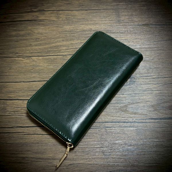 ※特別価格 1円 高級オイルレザー 長財布 メンズ財布 レディース 大容量 本革 牛革 新品 未使用 送料無料 グリーン 緑 WGL02GN拍卖