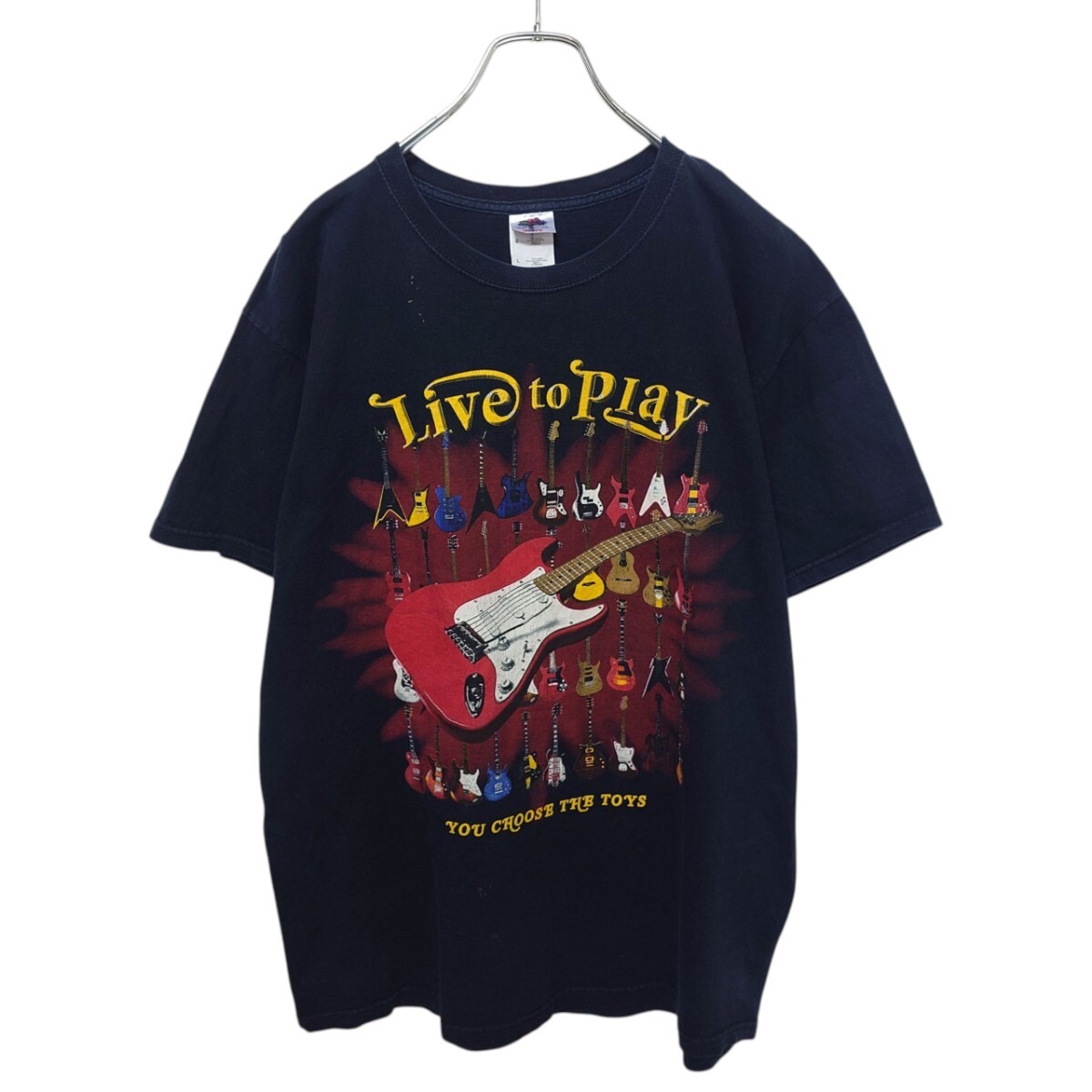 00s Live to Play ギター グラフィック Tシャツ A-3895拍卖