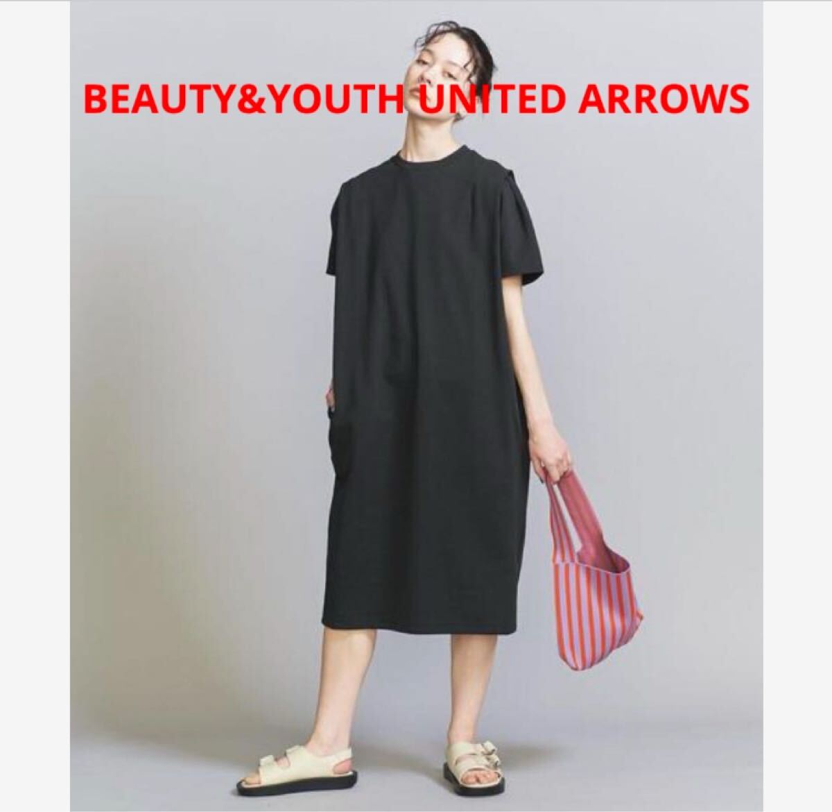 2、3回着用★ BEAUTY&YOUTH カットソーワンピース 黒拍卖