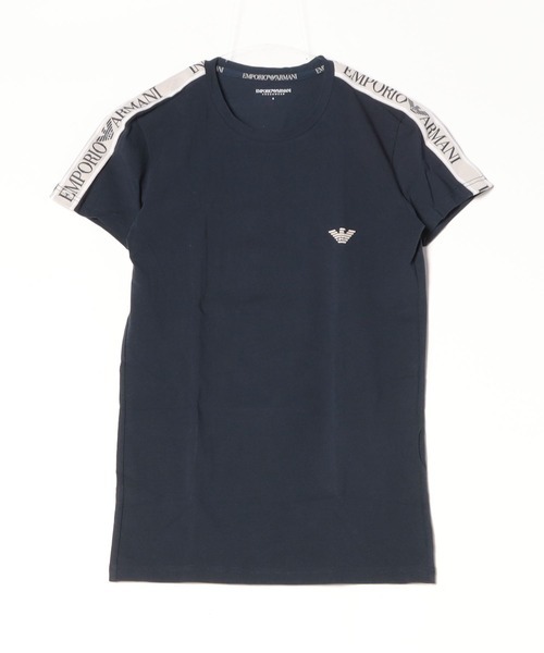 【新品未使用】定価11000円 EMPORIO ARMANI エンポリオアルマーニ ASV スリムフィット L Tシャツ L オーガニックコットン ロゴ ネイビー拍卖