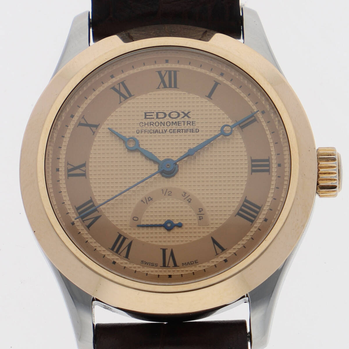 EDOX エドックス クロノメーター ベージュダイヤル K14/SS 自動巻き メンズ【132862】拍卖