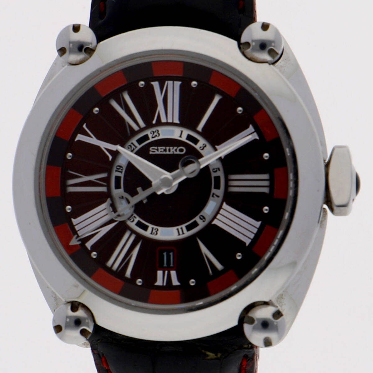 SEIKO セイコー SBLM005/8L36-00C0 ガランテ GMT レッドダイヤル SS/レザー 自動巻き メンズ【133630】拍卖