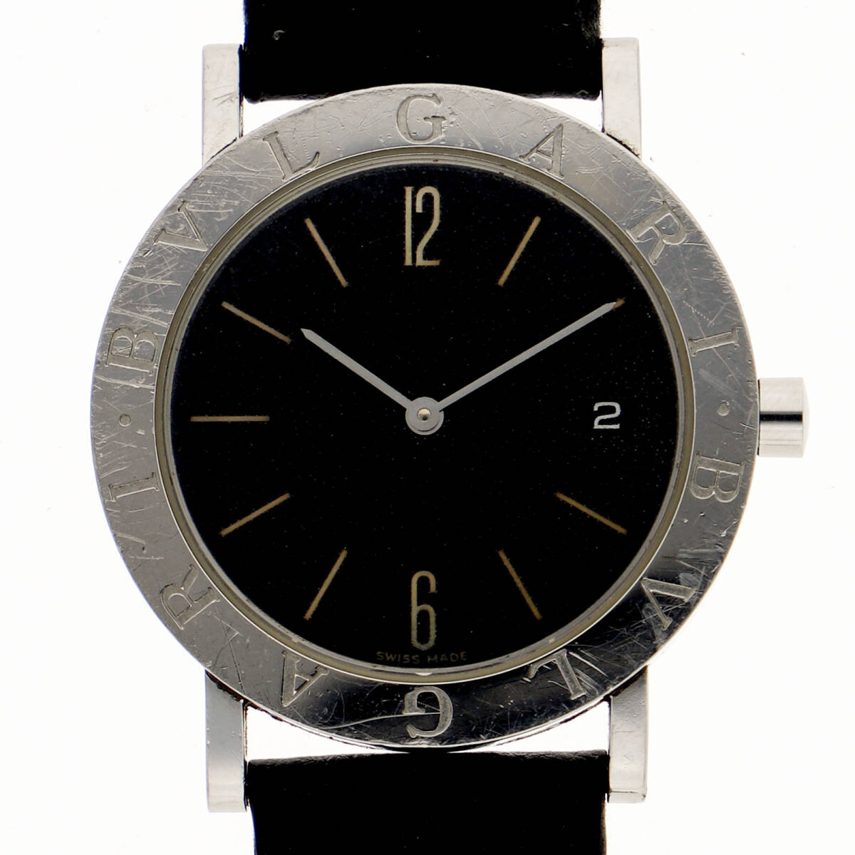 BVLGARI ブルガリ BB33SLD ブルガリブルガリ ブラックダイヤル SS/レザー クオーツ ユニセックス【133320】拍卖