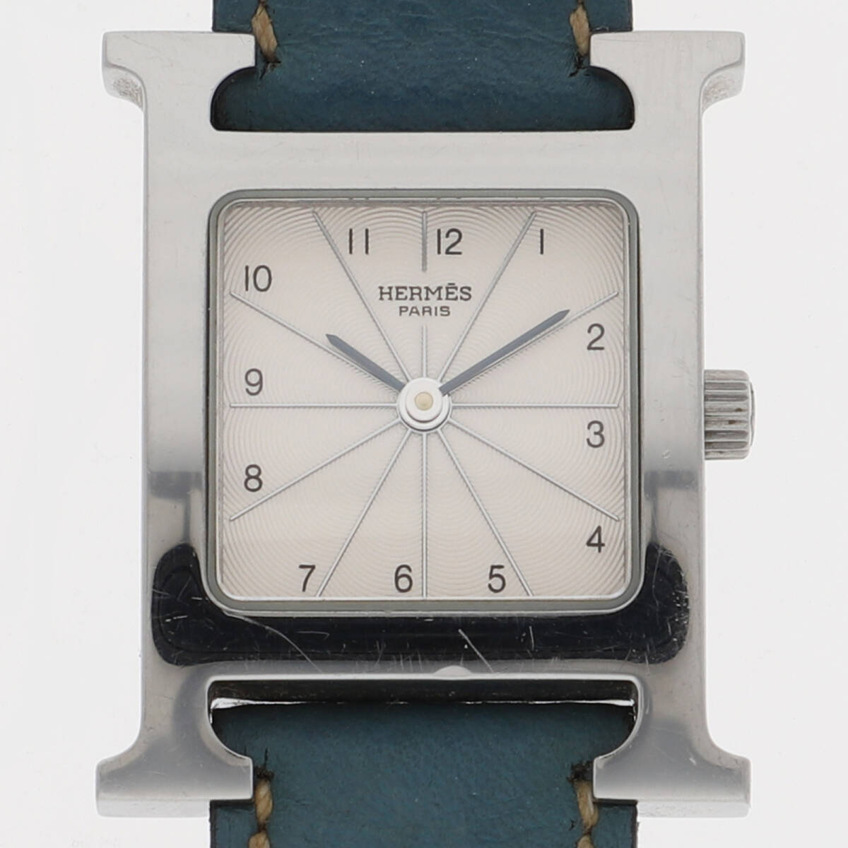 HERMES エルメス HH1.210 Hウォッチ シルバーダイヤル SS/レザー クオーツ レディース【133979】拍卖