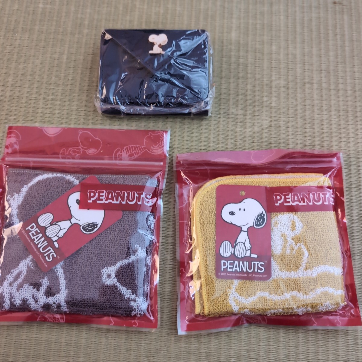 PEANUTS スヌーピー SNOOPY★ハンカチタオル2種&ミニ財布 コインケース ネイビー拍卖