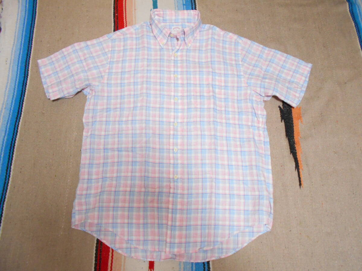 BROOKS BROTHERS ブルックスブラザース 清涼サックスコットン100%半袖 ボタンダウンシャツ トラディショナル アイビー テーラードブランド拍卖