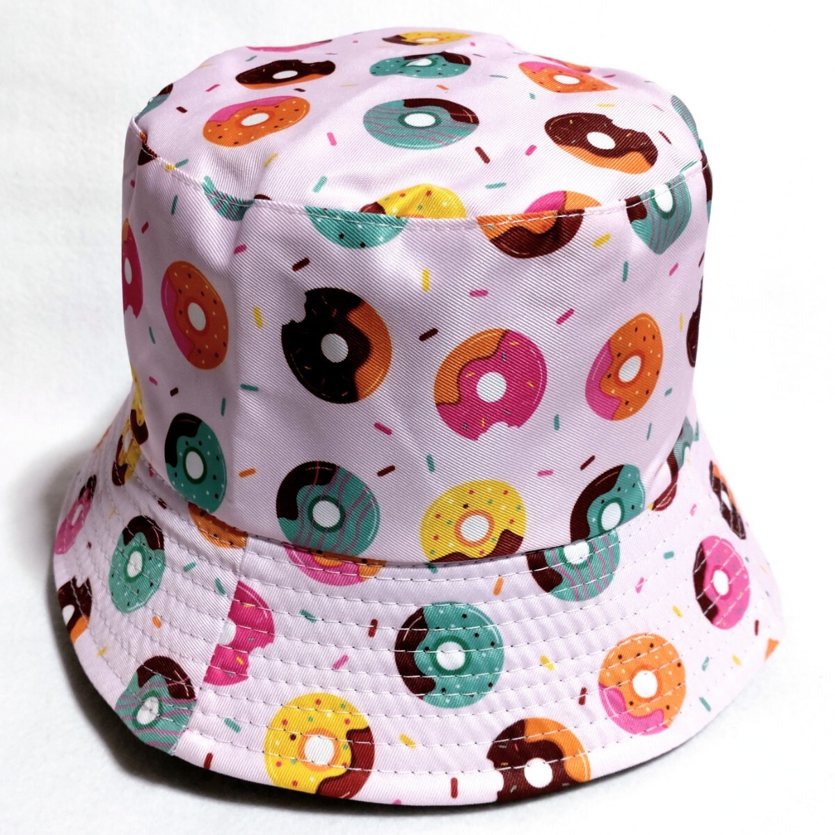 特価/未使用【サイズ=58~59cmフリー】男女兼用/リバーシブル/バケットハット/ドーナツ柄拍卖