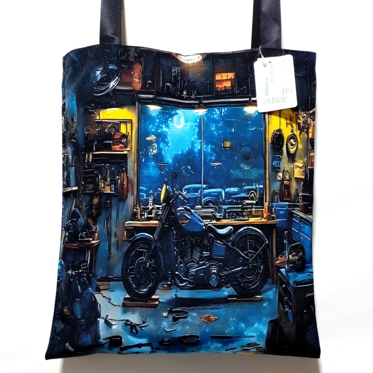 特価/未使用【サイズ=縦38cm×横35cm】アメリカン/バイク/トートバッグ/画像の柄拍卖