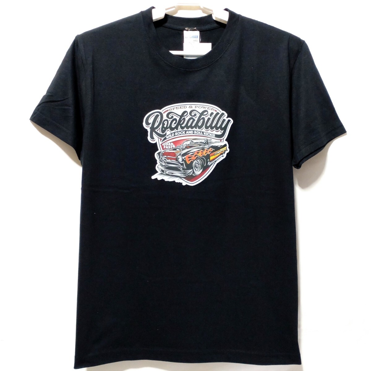 特価/未使用【サイズ=M】アメカジ/ヴィンテージカー/アメ車/Fプリント/メンズ/半袖/Tシャツ/胸囲=88~96cm/black拍卖