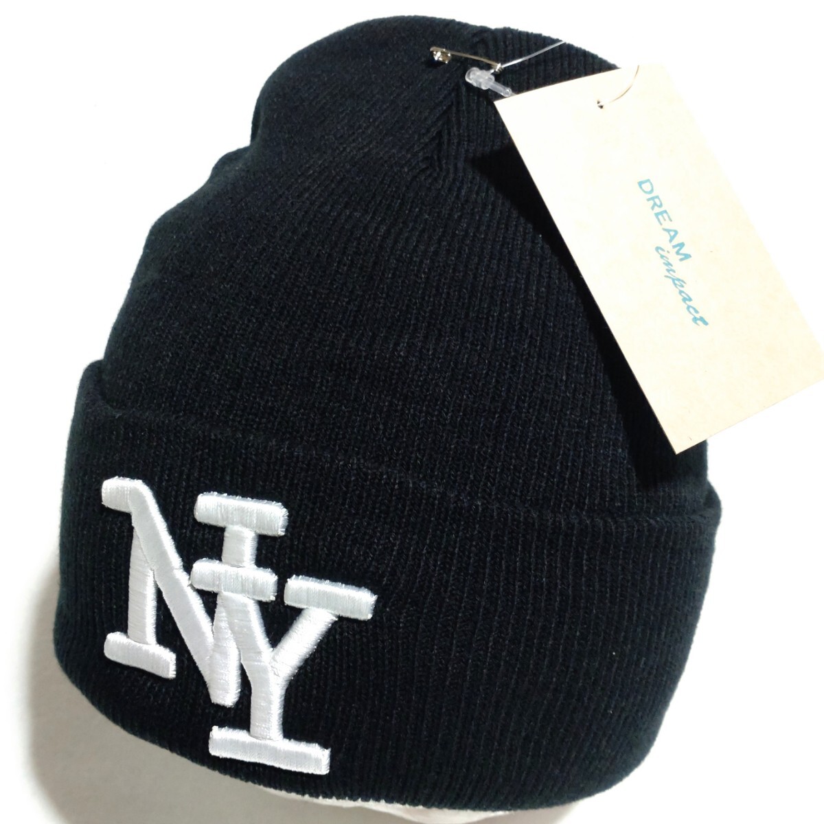 特価/未使用【サイズ=アダルトフリー】ノーブランド/NY/男女兼用/ニット/キャップ/black拍卖