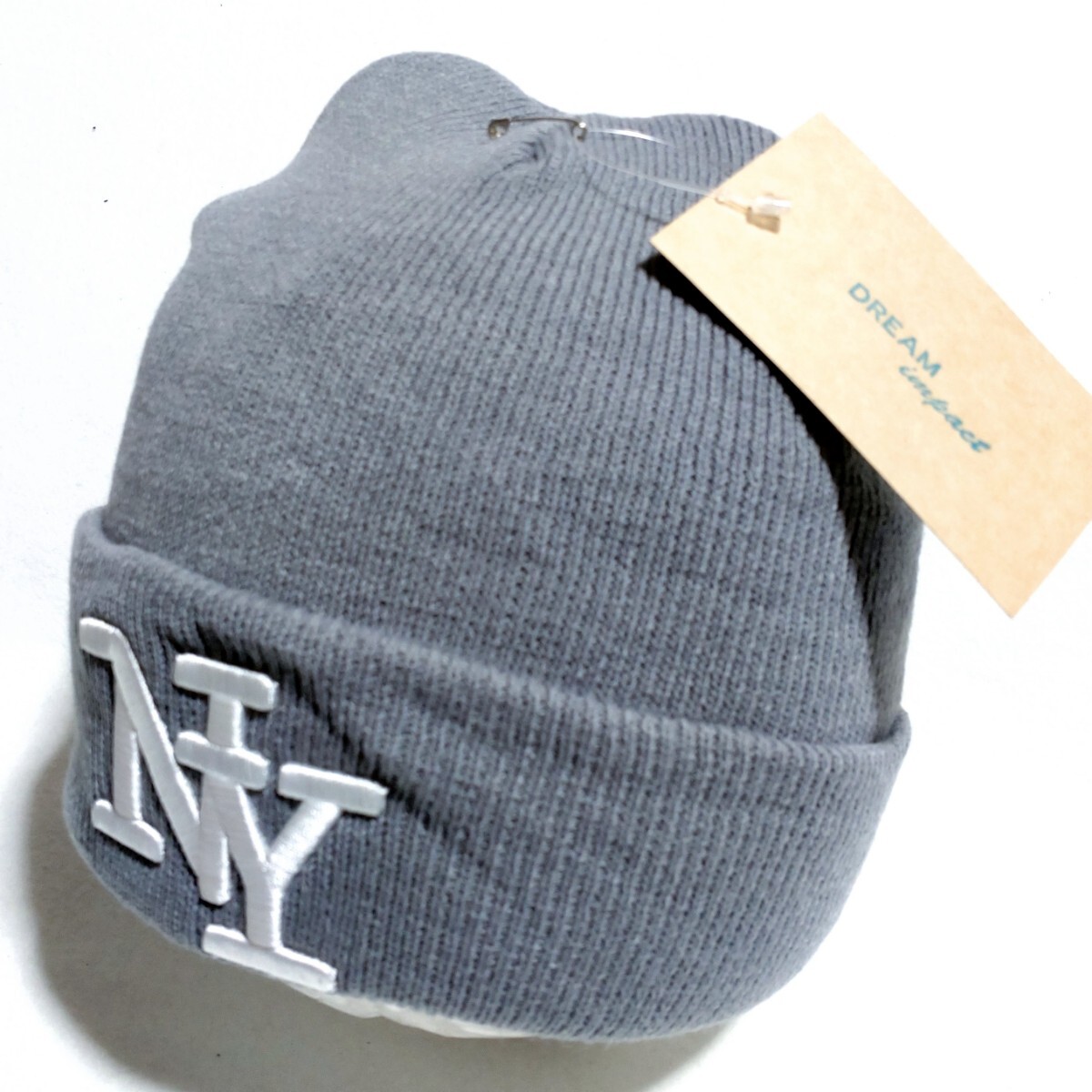 特価/未使用【サイズ=アダルトフリー】ノーブランド/NY/男女兼用/ニット/キャップ/gray拍卖