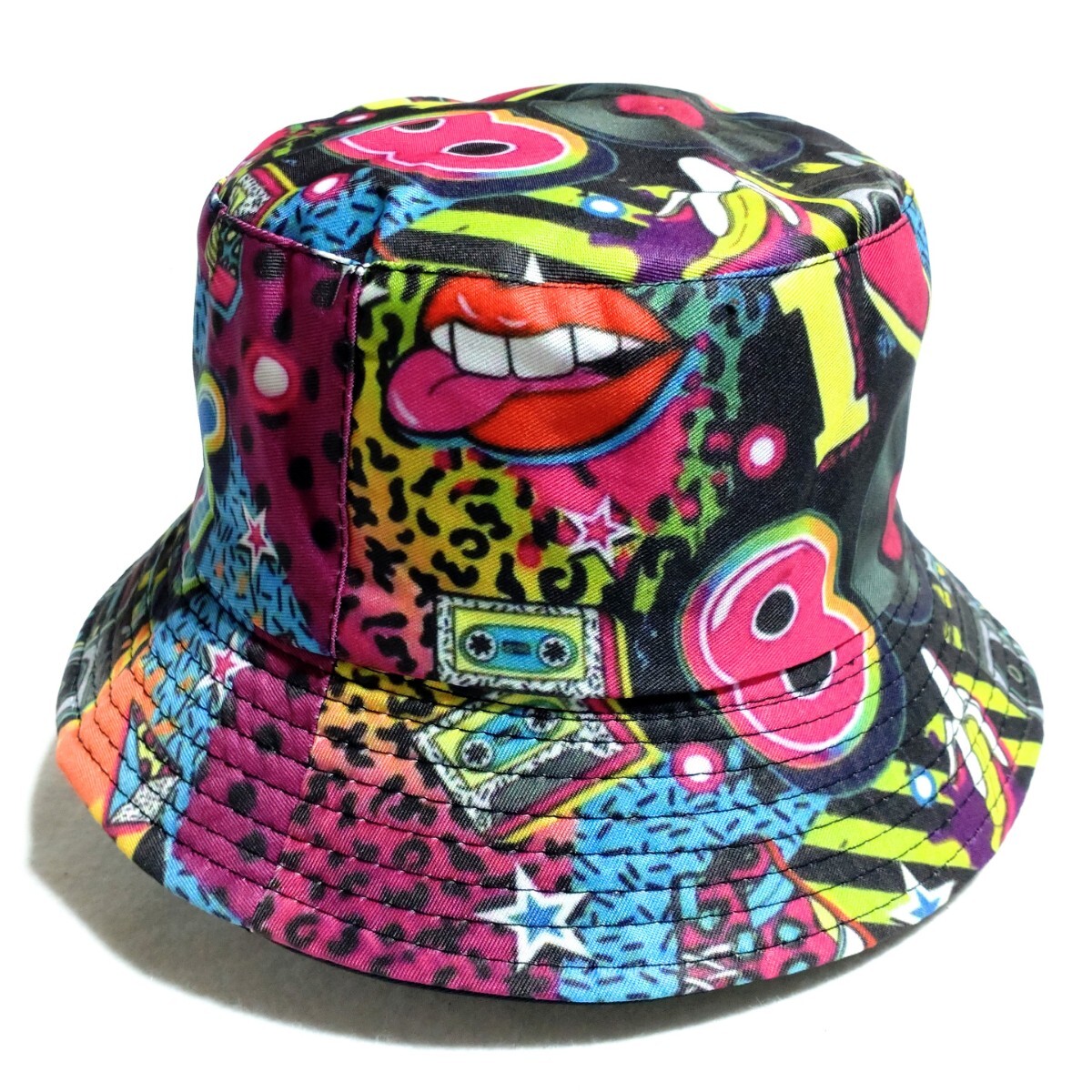 特価/未使用【サイズ=58~60cmフリー】男女兼用/アメカジ/80’グラフィティ/リバーシブル/バケットハット/multi②拍卖