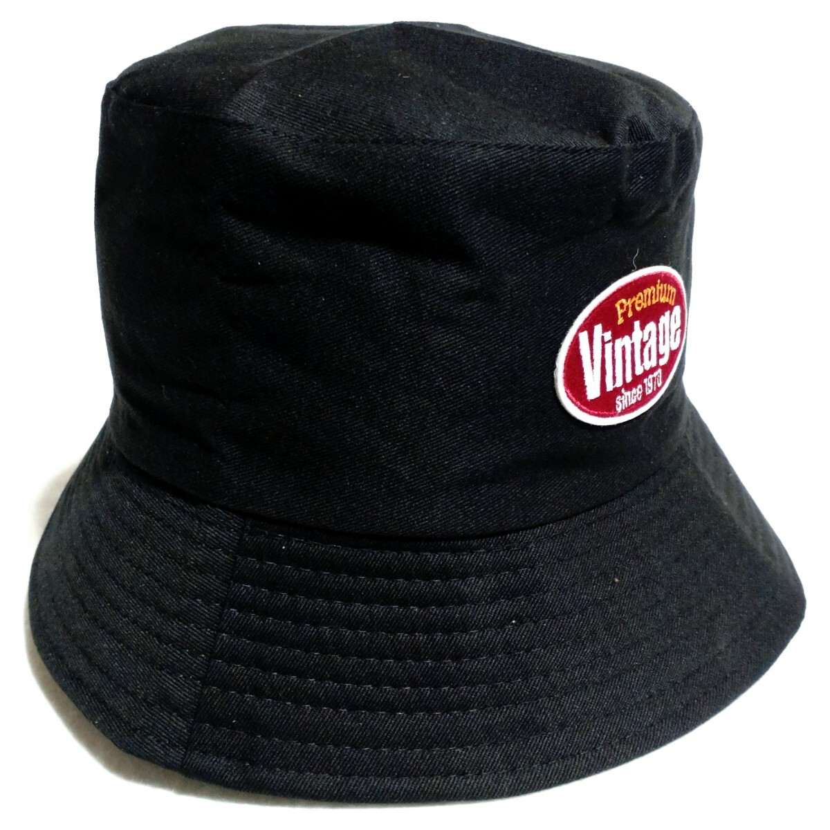 特価/未使用【サイズ=58~60cmフリー】男女兼用/アメカジ/ビンテージワッペン/リバーシブル/バケットハット/black拍卖