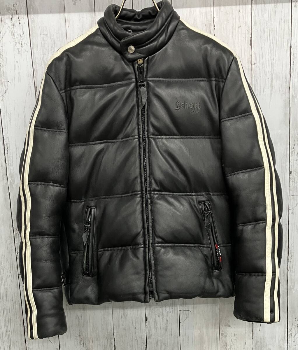 schott レザーダウンジャケット ショット 羊革 3121014 ブラック size M拍卖
