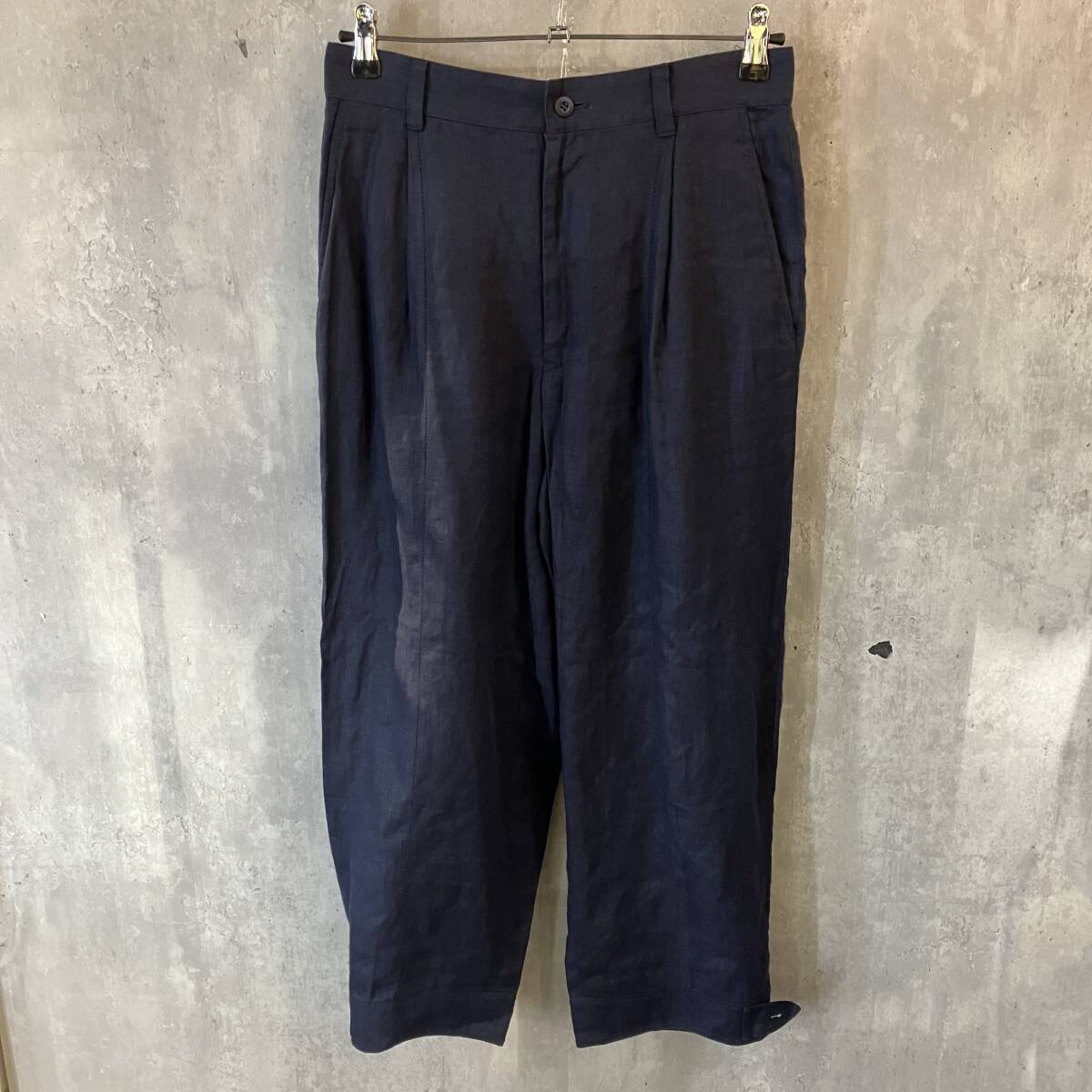 80-90s ISSEY MIYAKE WIDE LINEN PANT サイズM ネイビー イッセイミヤケ 店舗受取可拍卖