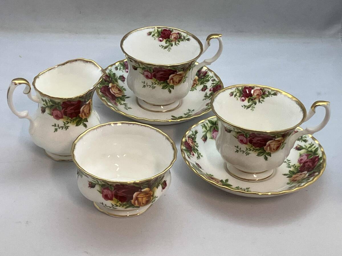 ROYALALBEAT ロイヤルアルバート オールドカントリーローズ カップ&ソーサー2客 クリーマー(一部破損有り)1個 シュガーボール1個 4点セット拍卖