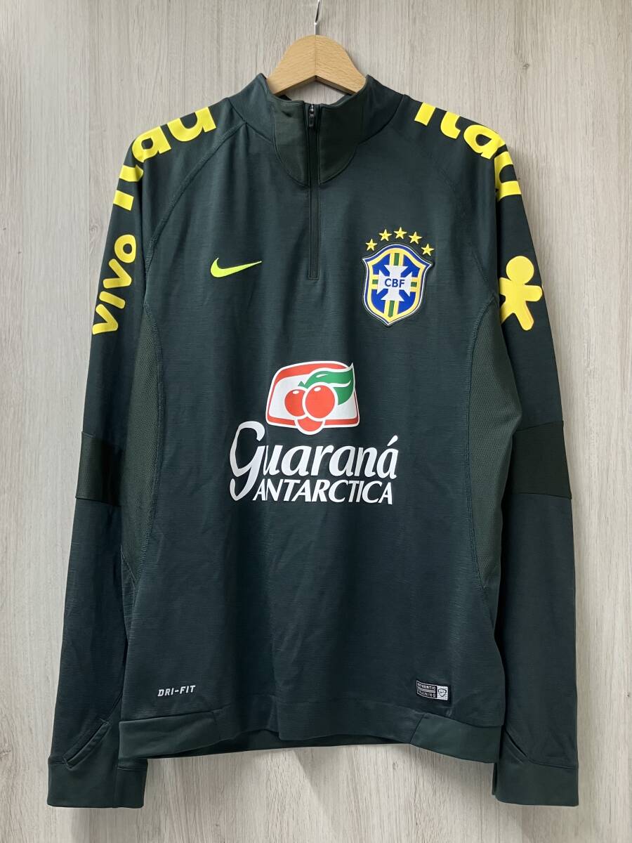 NIKE ナイキ サッカー ブラジル代表 14/15シーズン ハーフジップ トレーニングウェア サイズL拍卖