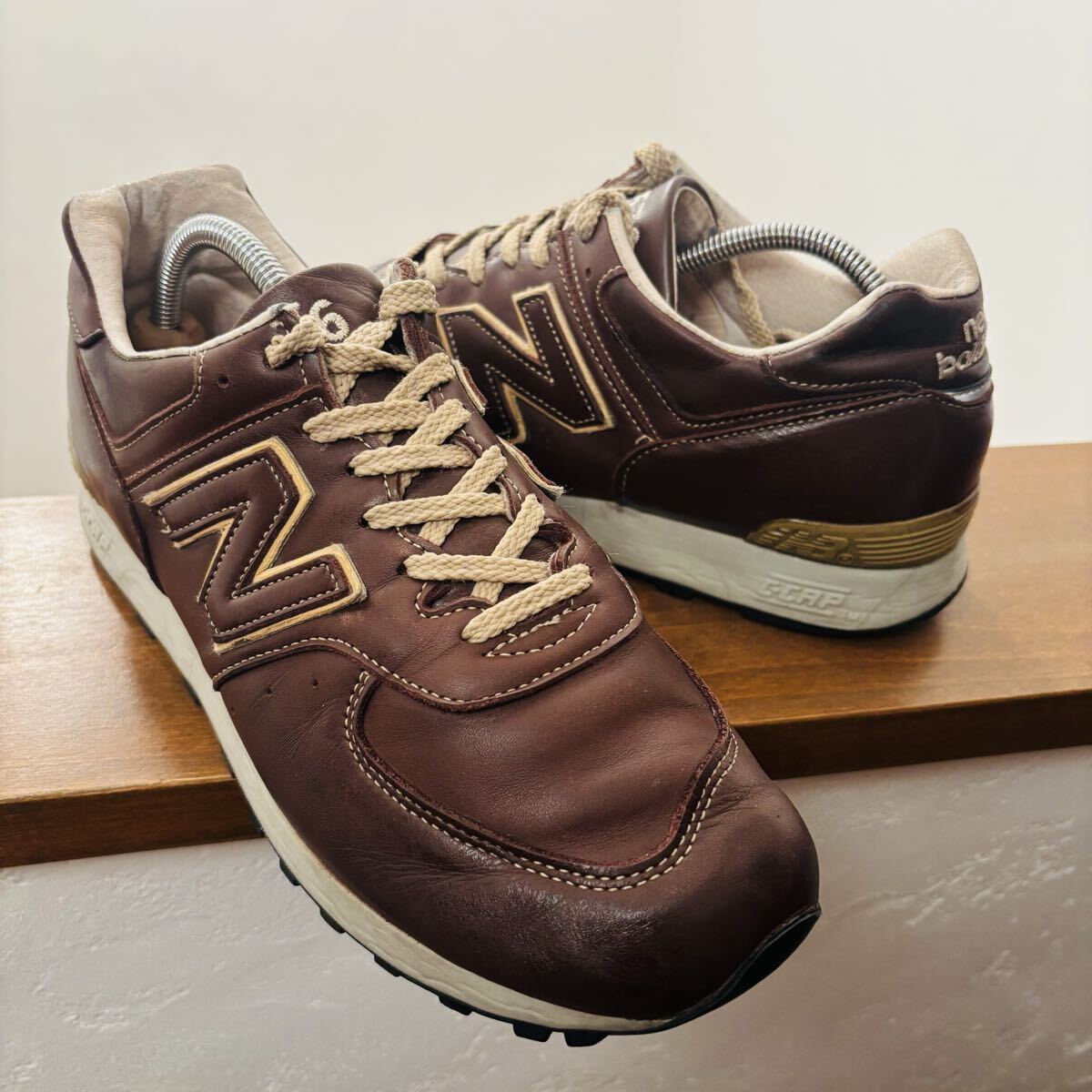 廃番 オールレザー New Balance LM576NB UK製 ブラウン拍卖