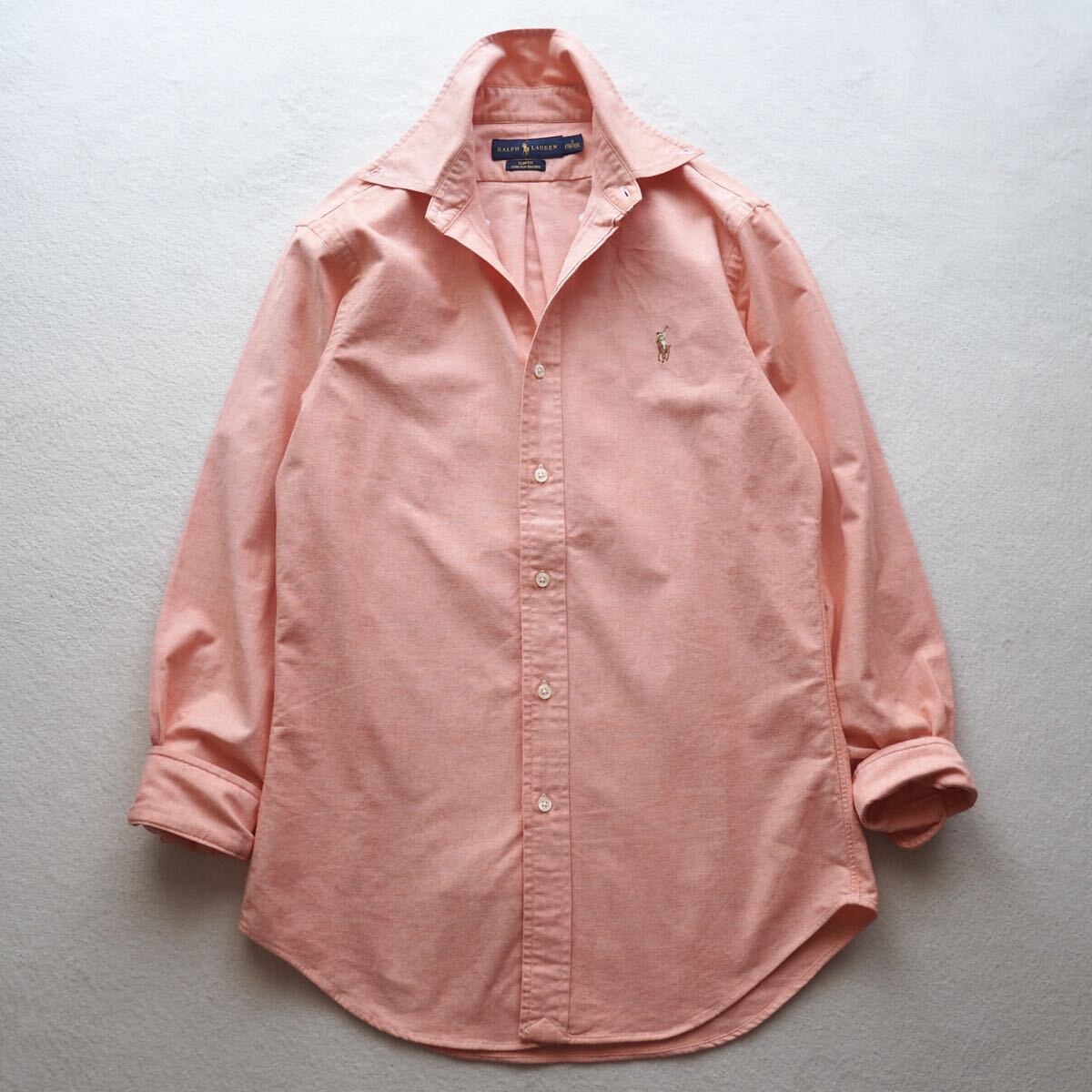 RALPH LAUREN ラルフローレン ポニー刺繍 ストレッチ オックスフォードシャツ コットンシャツ ボタンダウンシャツ 長袖シャツ オレンジ拍卖