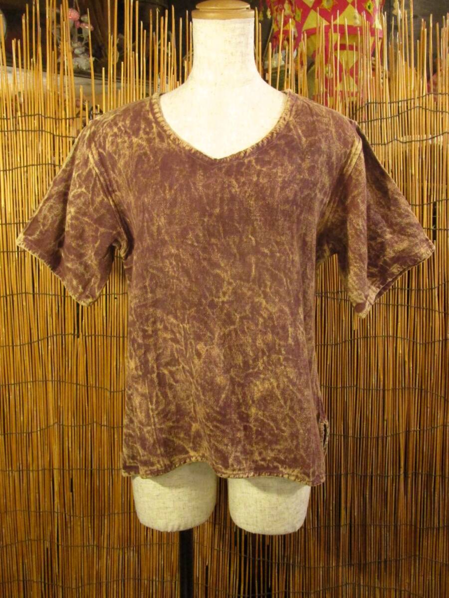 ①新品*ヘンプコットン素材*ストーンウォッシュ加工*半袖*プルオーバー拍卖