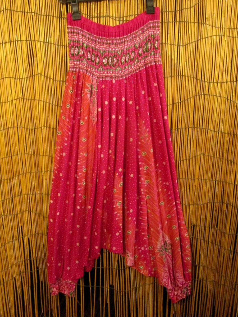 【SALE】⑤新品*男女兼用*レーヨン素材*ピーコック風プリント*2WAY*ふんわり*サルエルパンツ拍卖