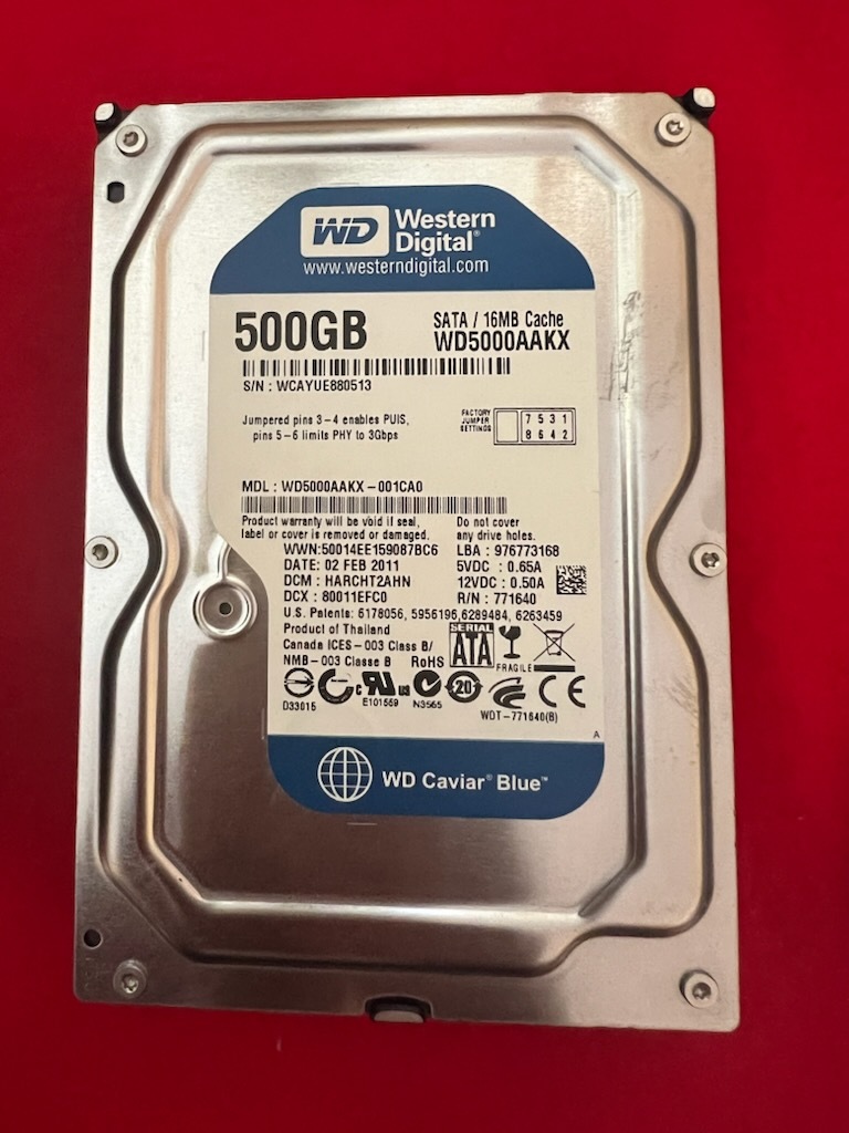 不良返金保証 WD5000AAKS 500GB SATA HDDハードディスク HDD Western 3.5インチ (a028)拍卖
