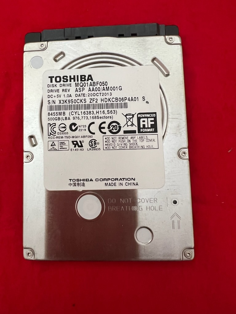 不良返金保証 TOSHIBA MQ01ABF050 2.5インチ HDD 500GB SATA (L6)拍卖