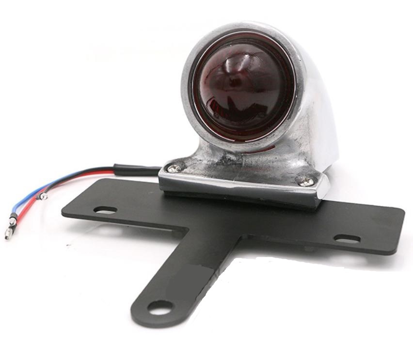 バイク スパルト テール ランプ 電球 ライト ナンバープレート ステー 付き シルバー ポリッシュ ビンテージ アメリカン ハーレー KRB150拍卖