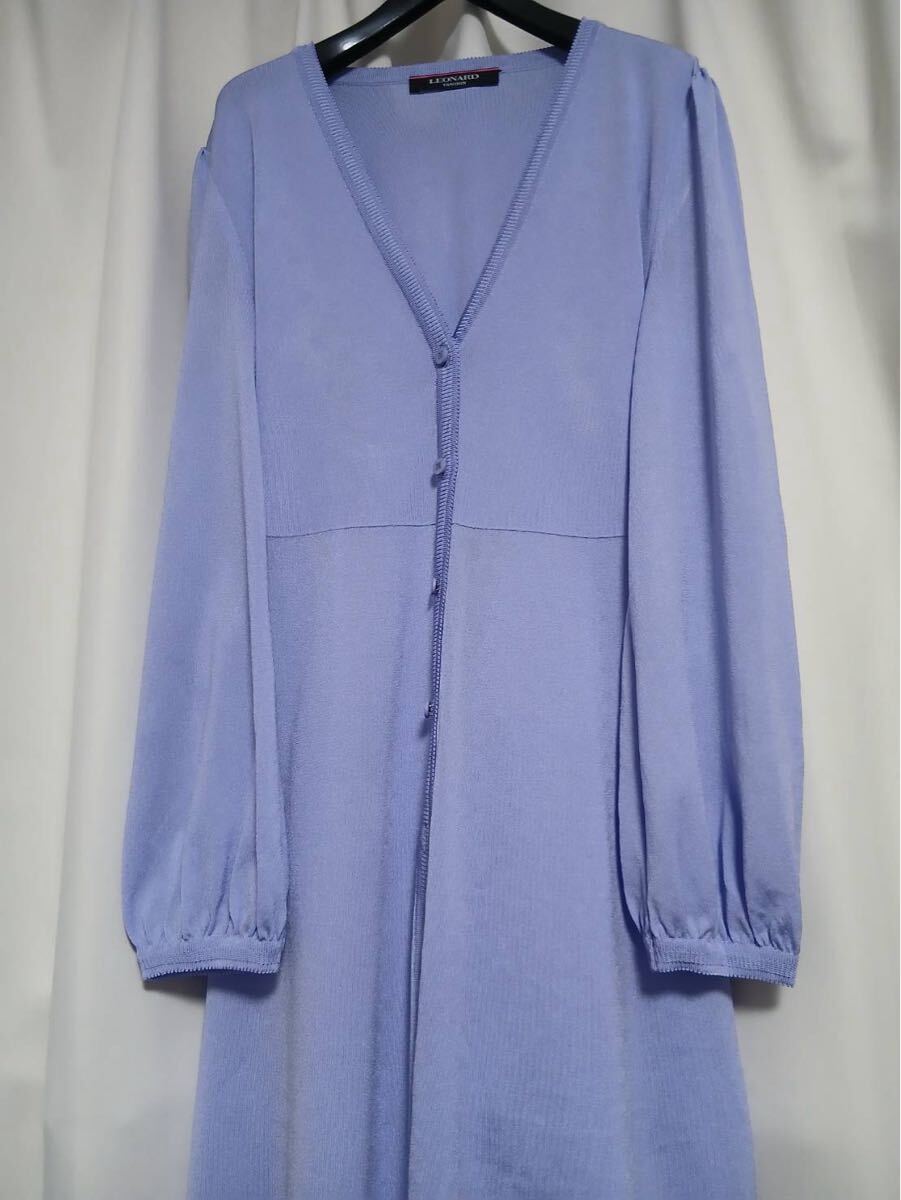 レオナール ロングカーディガン ブルー 42拍卖