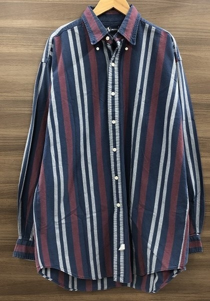ラルフローレン RALPH LAUREN メンズ カジュアルシャツ Mサイズ 紺」×白×赤 ストライプ拍卖