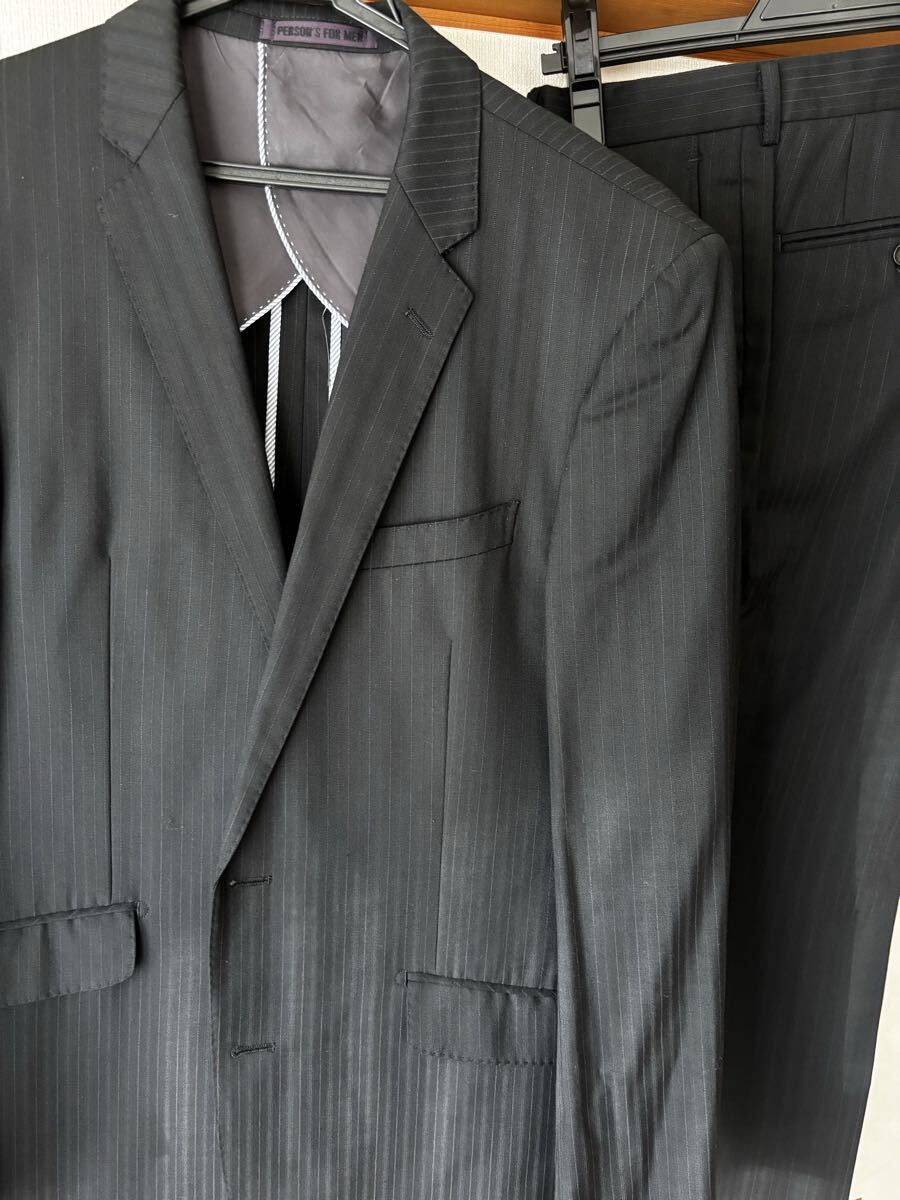 中古 おススメ オシャレ A6 PERSON'S FOR MENパーソンズフォーメン スーツ セットアップ ブラック 黒 シングルスーツ拍卖