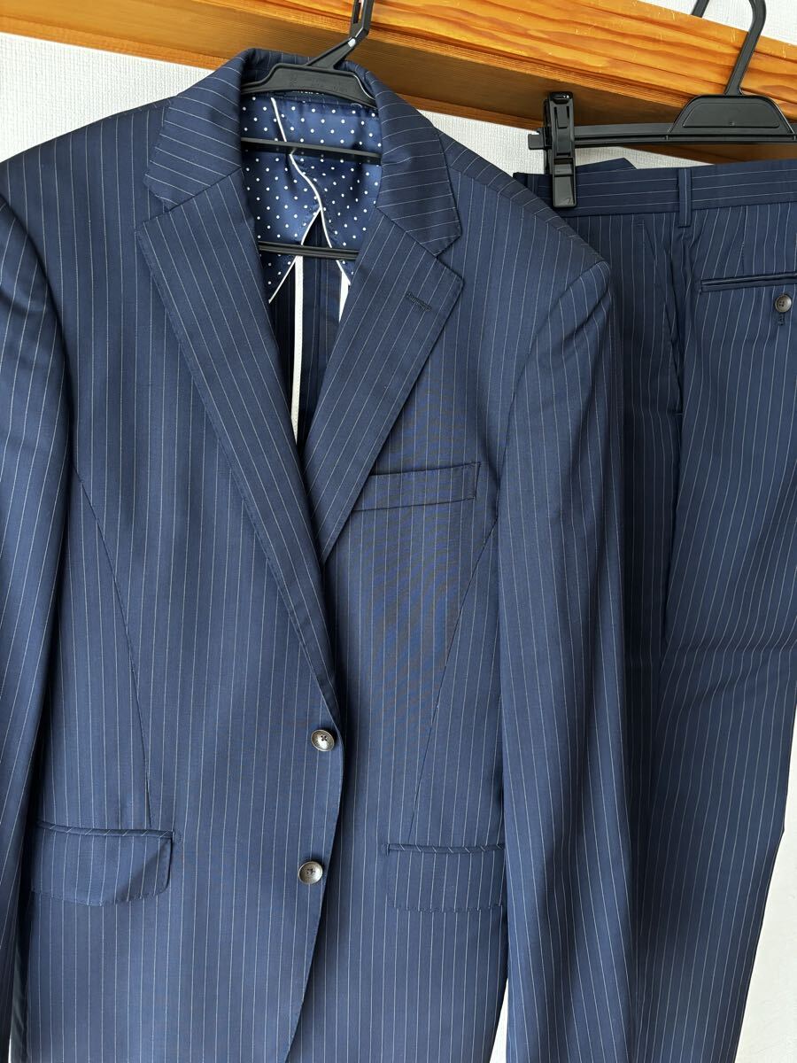 爽やか 中古 おススメ オシャレ YA6 PERSON'S FOR MENパーソンズフォーメン スーツ セットアップ ネイビーストライプ 素敵 拍卖