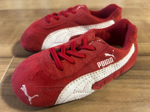キッズサイズ、レア! PUMA プーマ SPEED CAT スピードキャット ドライビングシューズ 赤/白 14cmオールド 限定 スエード 子供 キッズモデル拍卖