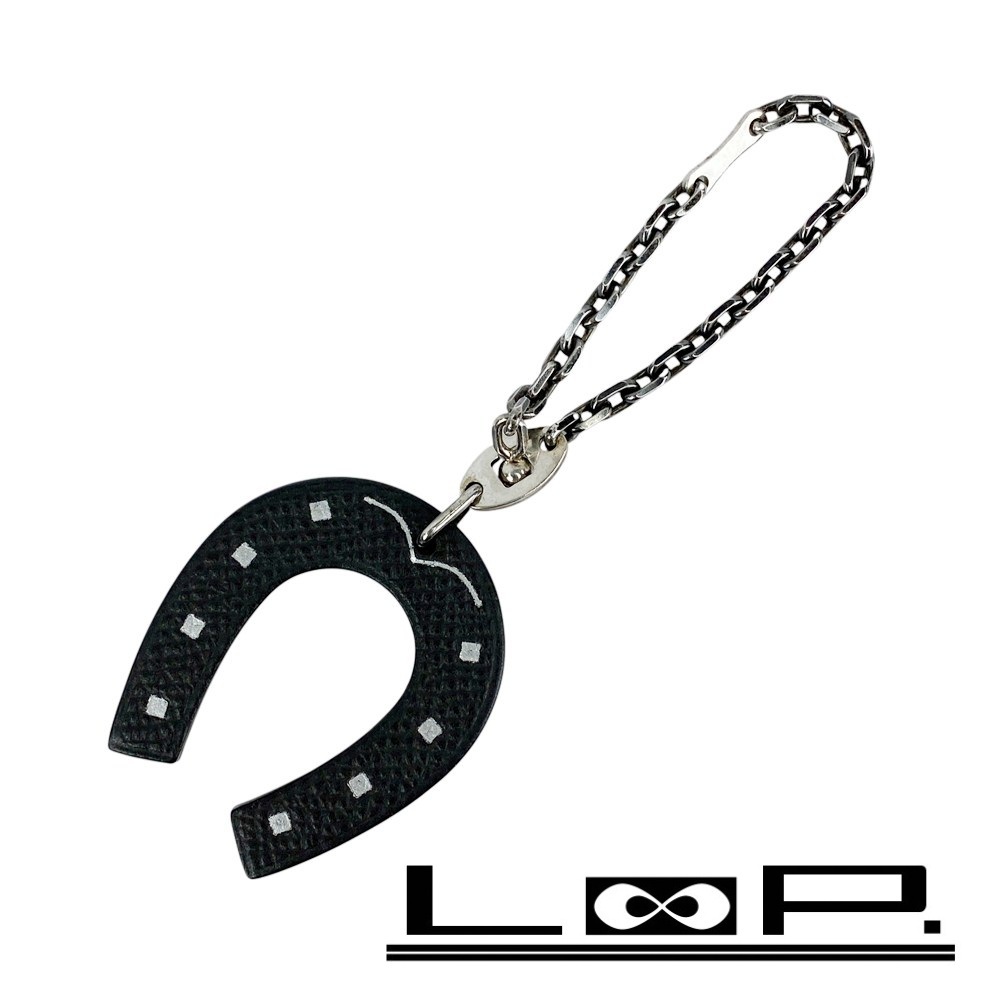 ■美品■ エルメス パドック ホースシュー 馬蹄 モチーフ バッグ チャーム レザー オレンジ グレー 【397707】5拍卖