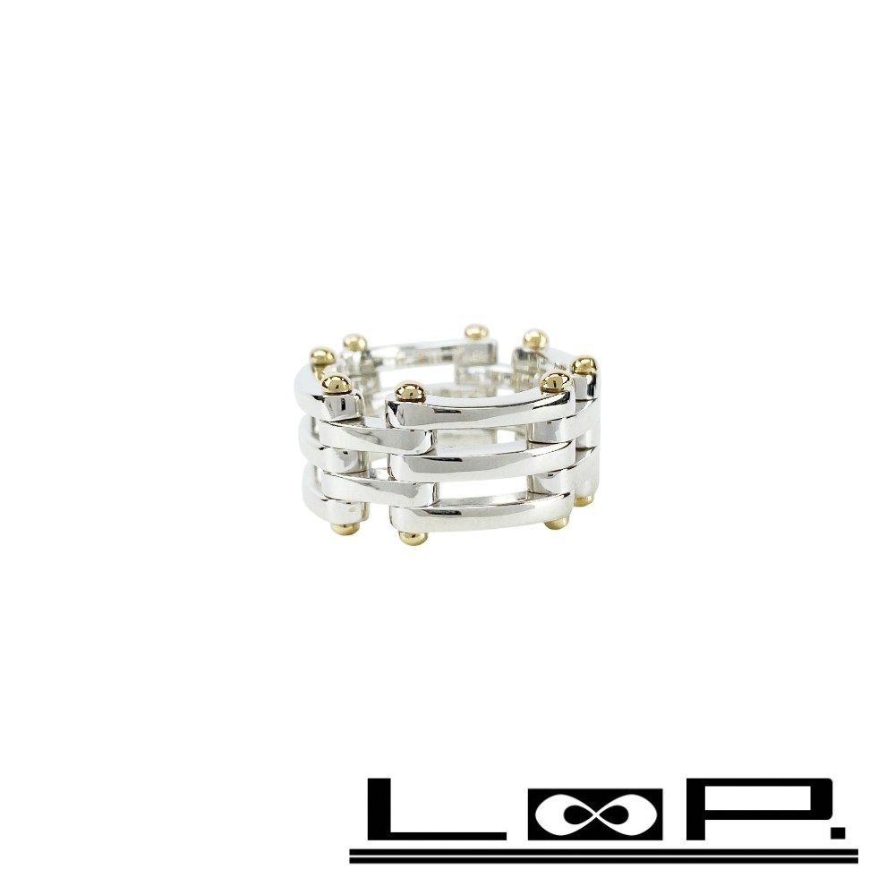 ■新同■磨き済■ ティファニー ゲート リング 指輪 シルバー ゴールド SV 925 K18 YG 750 【382246】2拍卖