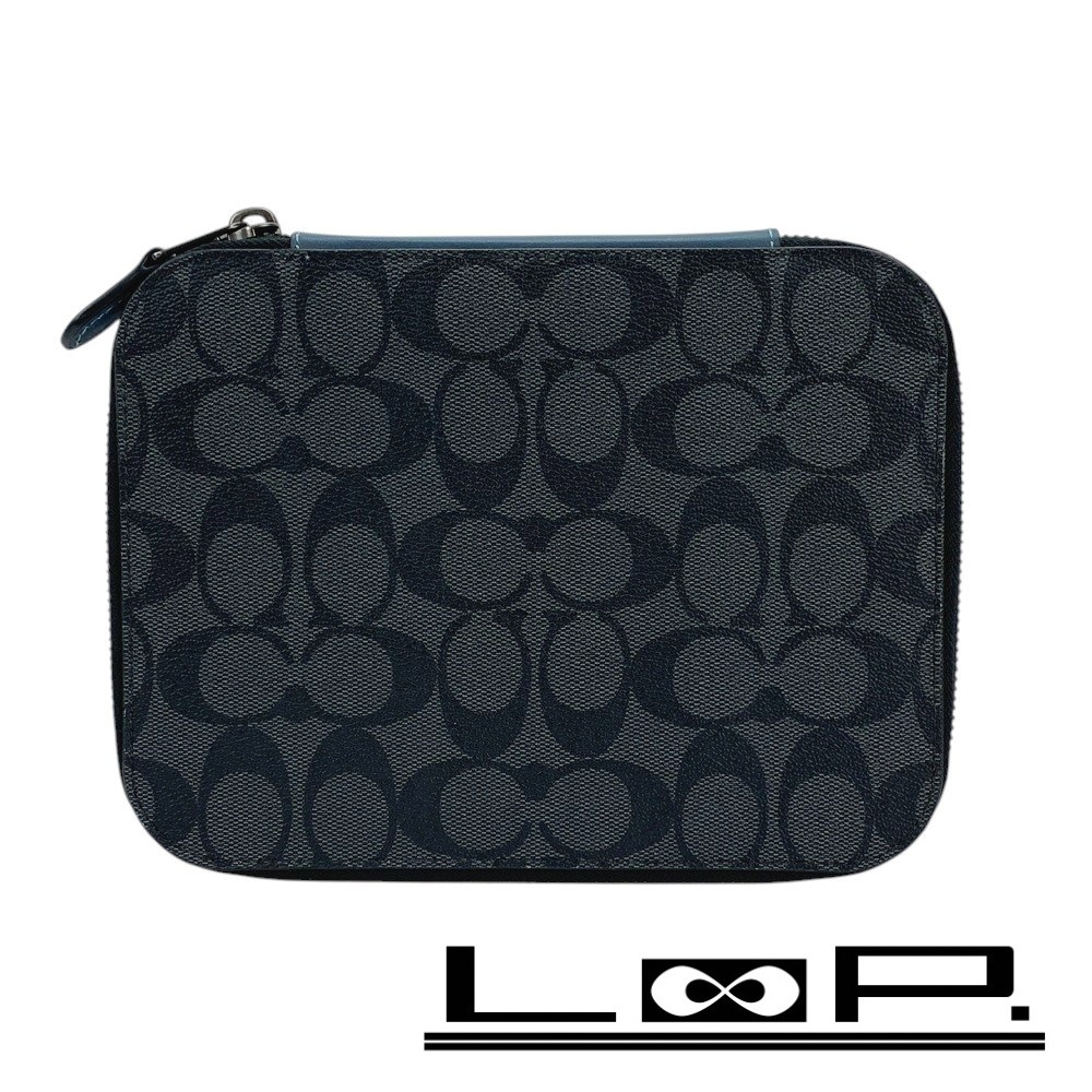 ■未使用■ コーチ 小物入れ アクセサリー コスメ ボックス ケース シグネチャー PVC グレー 【366116】1拍卖