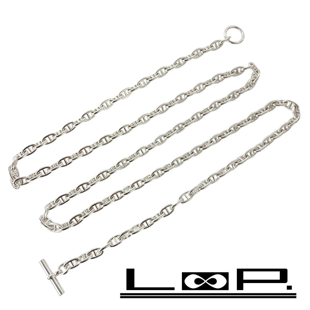 ■美品■120cm■ エルメス シェーヌダンクル ロング ネックレス アクセサリー 126コマ シルバー SV 925 【400735】3拍卖