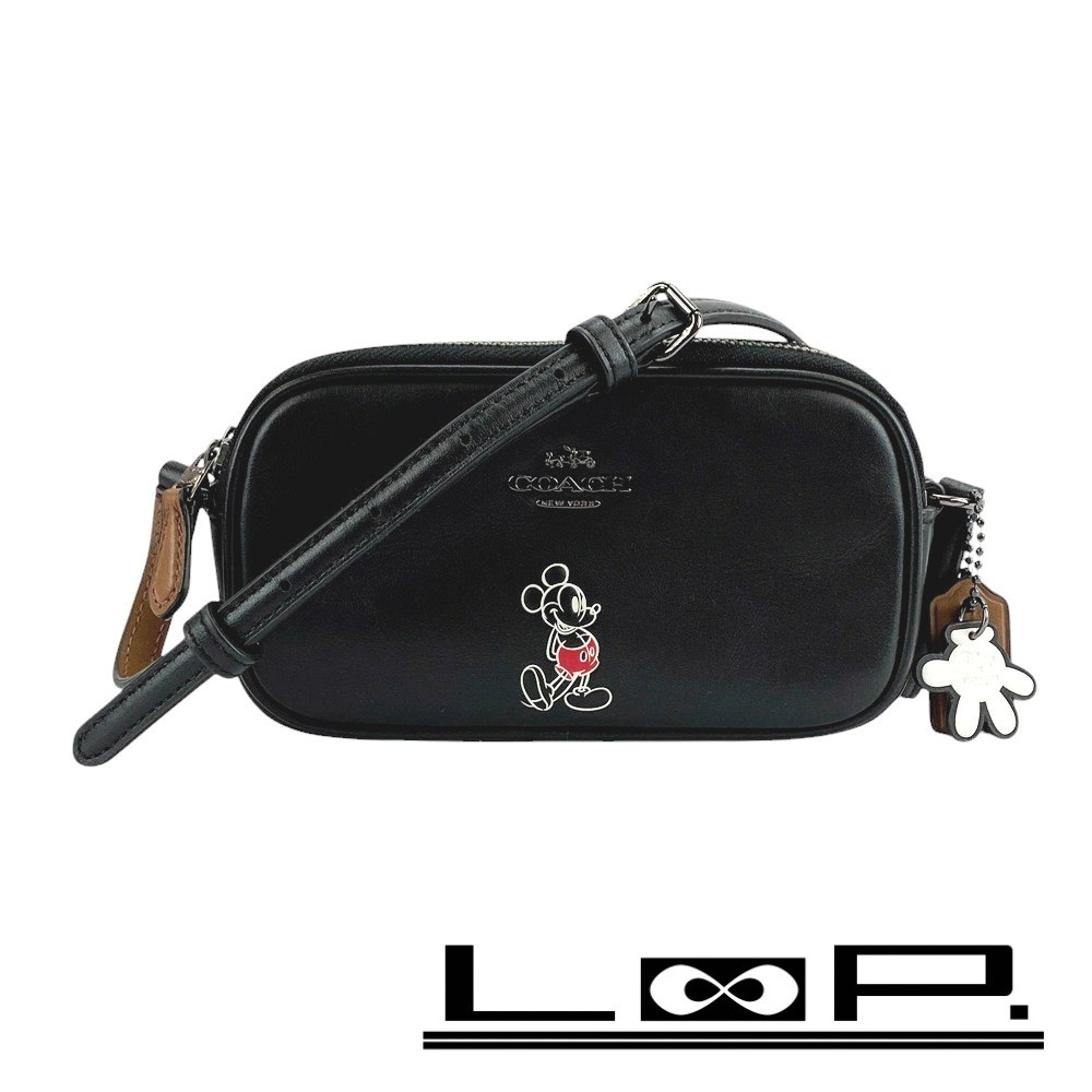 ■新同■コラボ■ コーチ ショルダー バッグ ミッキーマウス ディズニー レザー ブラック 1673 箱 【419829】3拍卖