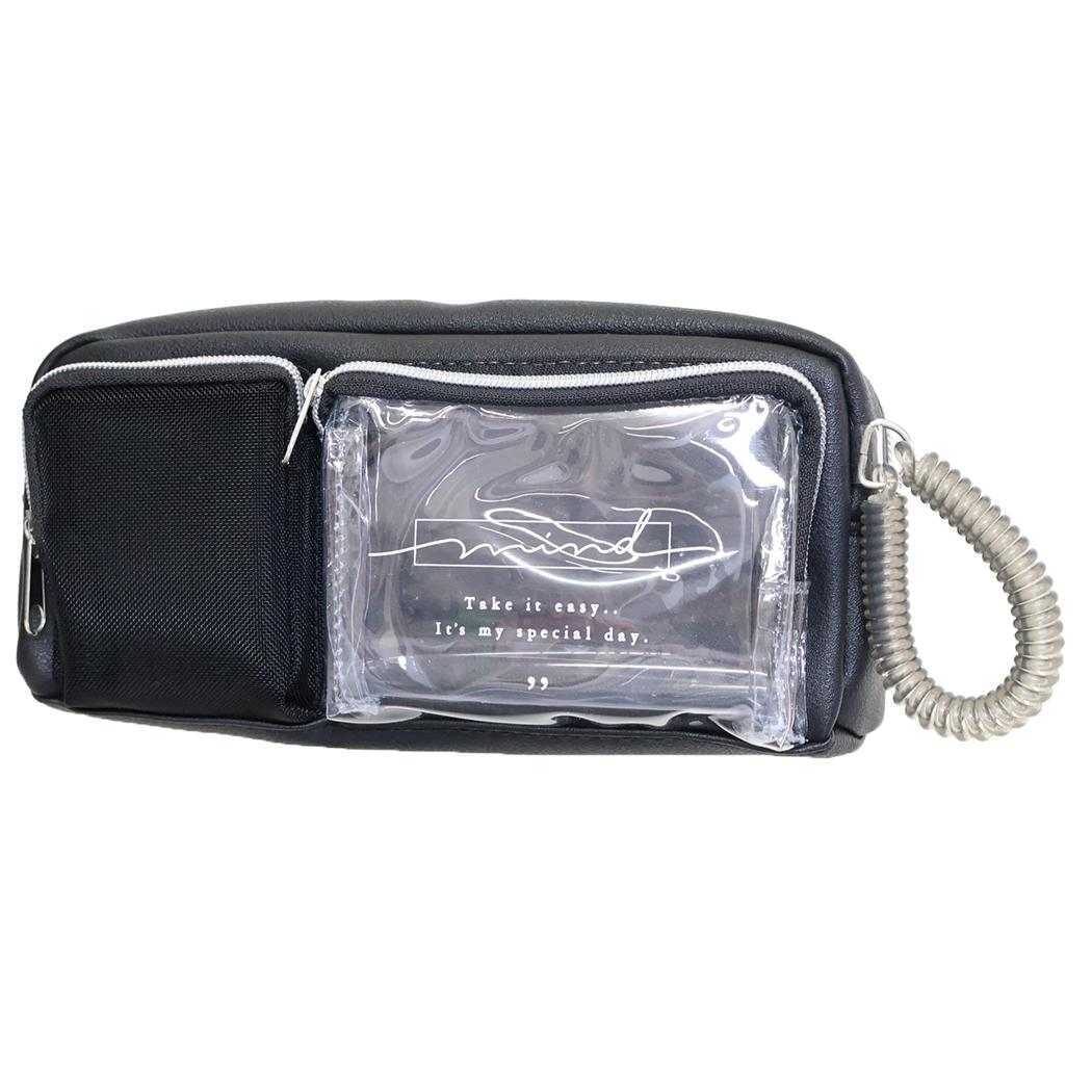 ペンケース Wクリアポケットペンポーチ マインド ブラック クーリア 筆箱 新学期準備文具 かわいい グッズ拍卖