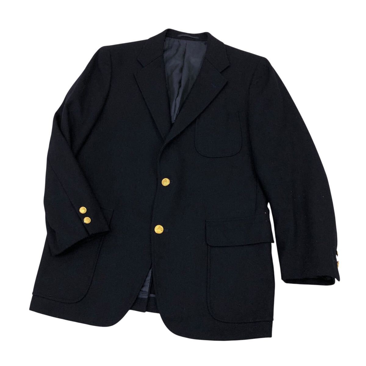 8H822-53 J.PRESS ジェイプレス 金ボタン ウール テーラードジャケット ジャケット ブレザー 上着 ネイビー 紺 段返り メンズ 96 拍卖
