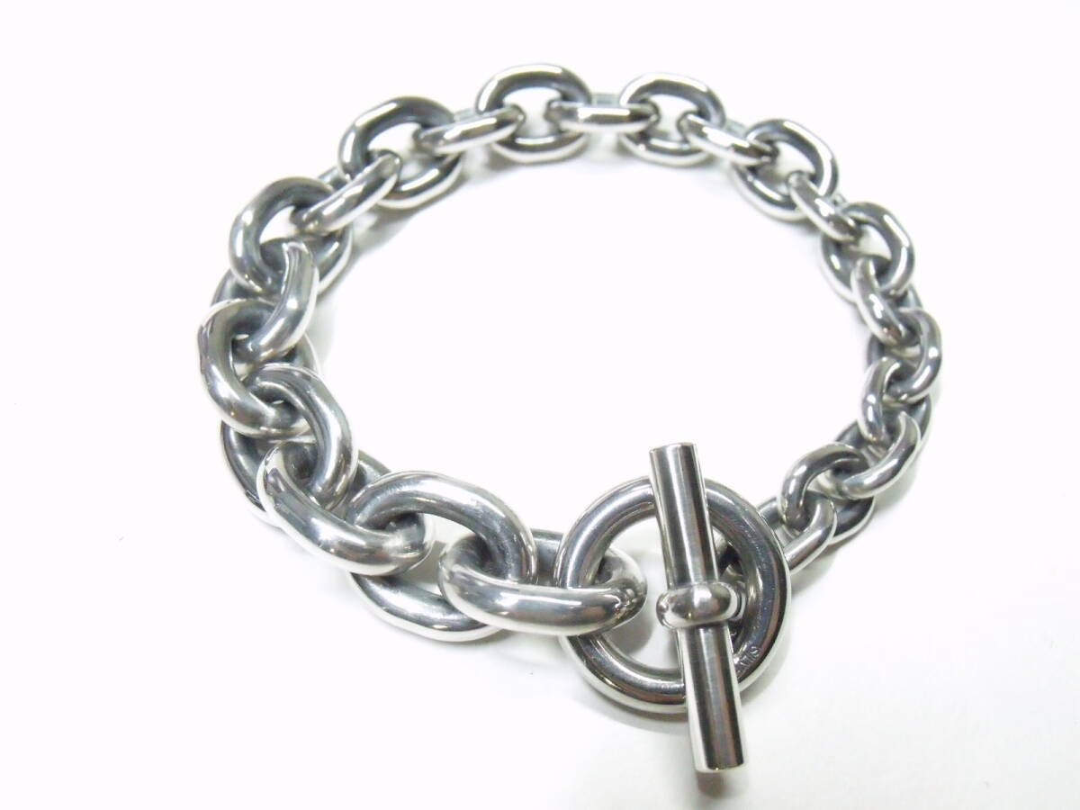 シルバー925 小豆ブレスレット【グラデーションタイプ】【SizeL 内周18.5cm】日本製 81g ビンテージ加工 クレッシェンド アズキ SILVER拍卖