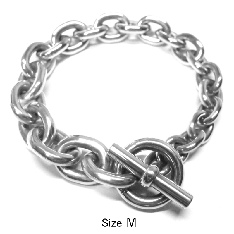 シルバー925 小豆ブレスレット【グラデーションタイプ】【SizeМ 内周17.5cm】日本製 79g ビンテージ加工 クレッシェンド アズキ SILVER拍卖