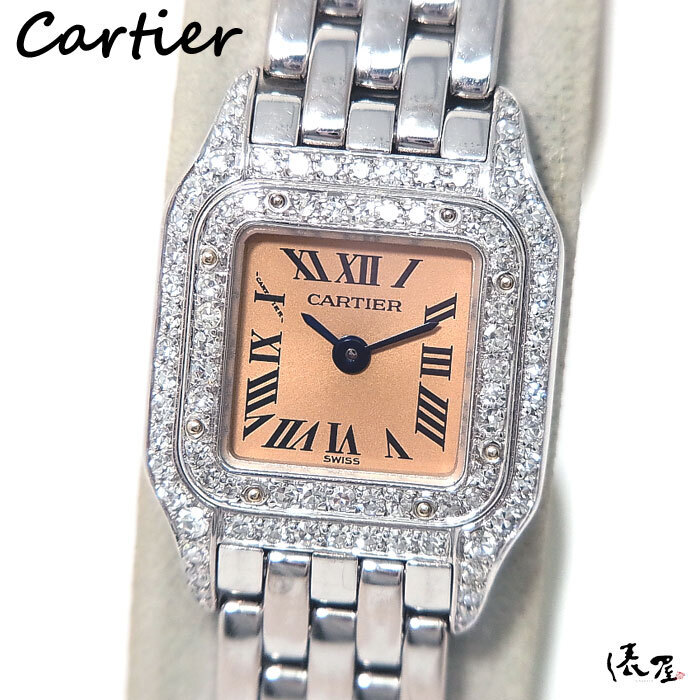 【カルティエ】ミニパンテール K18WG ダイヤモデル 750 美品 OH済み 腕時計 Cartier Panthere 俵屋拍卖