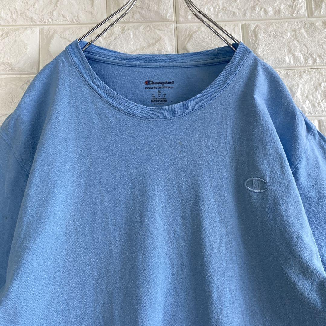 Champion チャンピオン ライトブルー 刺繍ロゴ Tシャツ 4158拍卖